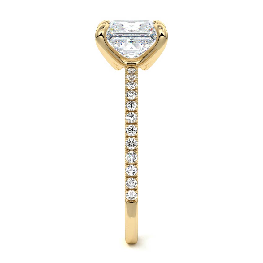 Aurelia princess pavé solitaire lab grown diamond engagement ring in yellow gold