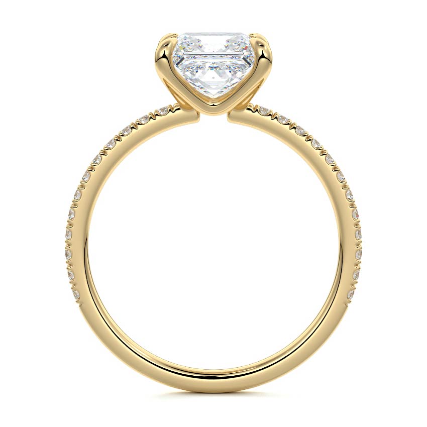 Aurelia - Princess Yellow Gold Engagement Ring Profile View | Nura Lab
