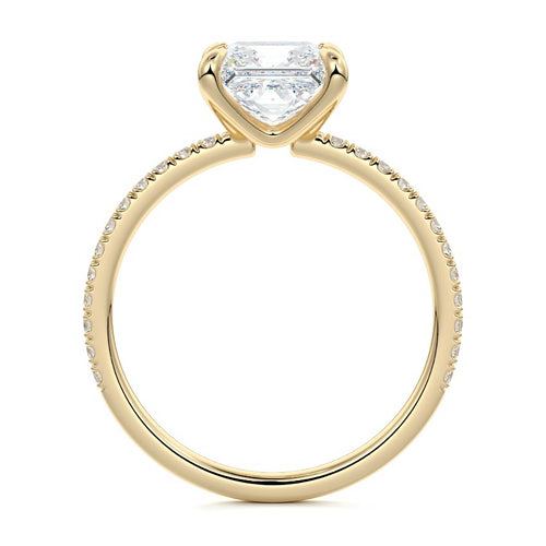 Aurelia - Princess Yellow Gold Engagement Ring Profile View | Nura Lab
