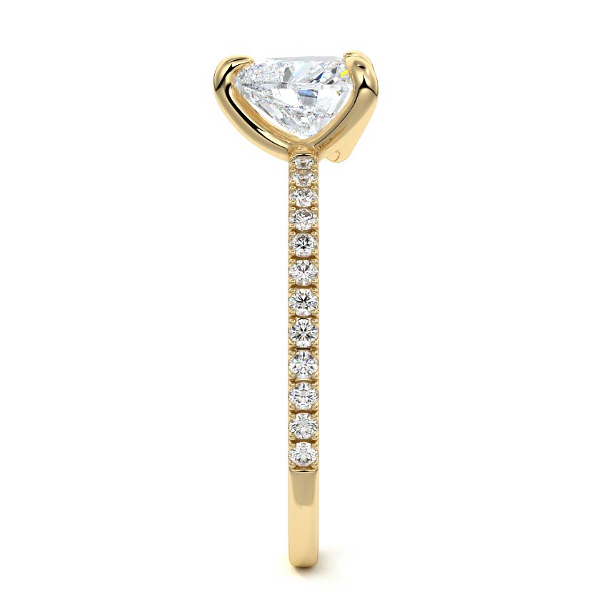 Aurelia - Heart Yellow Gold Engagement Ring Side View | Nura Lab
