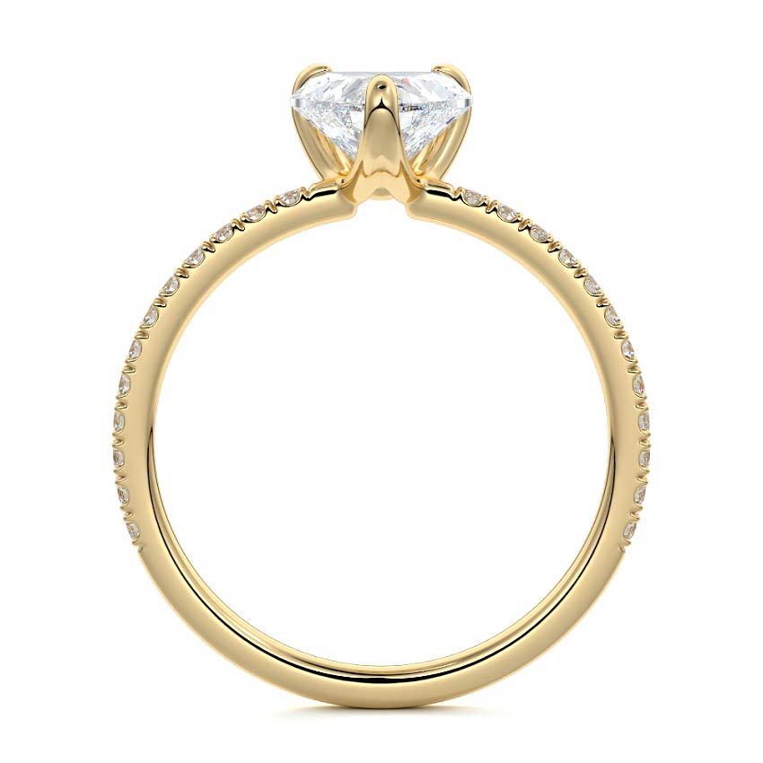 Aurelia - Heart Yellow Gold Engagement Ring Profile View | Nura Lab
