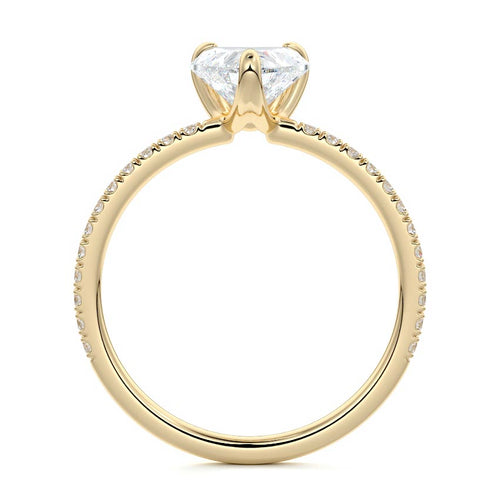 Aurelia heart pavé solitaire lab grown diamond engagement ring in yellow gold