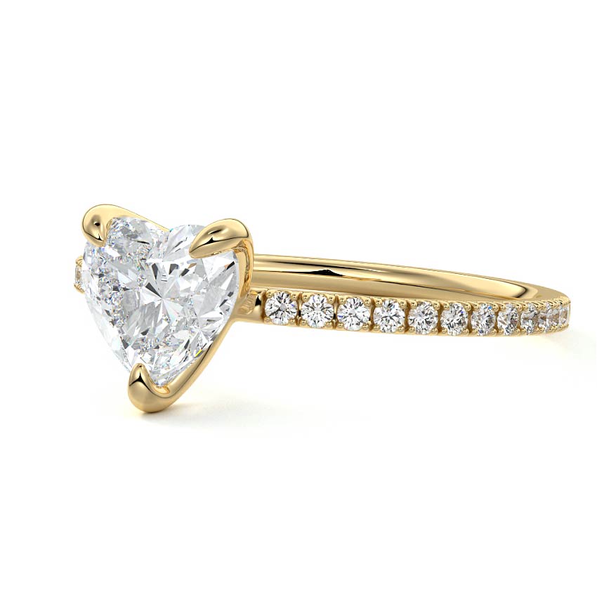 Aurelia - Heart Yellow Gold Engagement Ring Detail View | Nura Lab