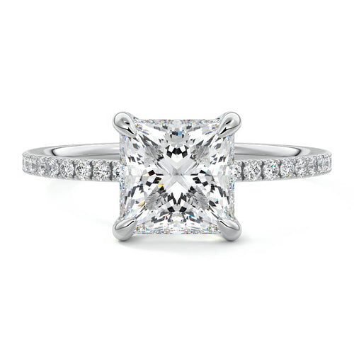 Aurelia princess pavé solitaire lab grown diamond engagement ring in white gold