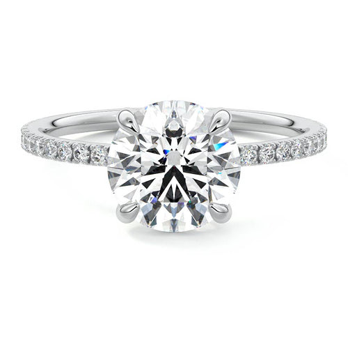 Aurelia round double prong pavé lab grown diamond engagement ring in platinum