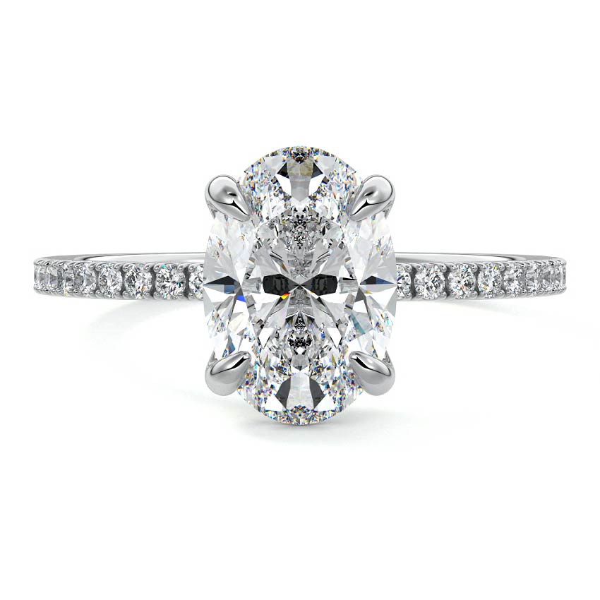 Aurelia oval pavé solitaire lab grown diamond engagement ring in platinum