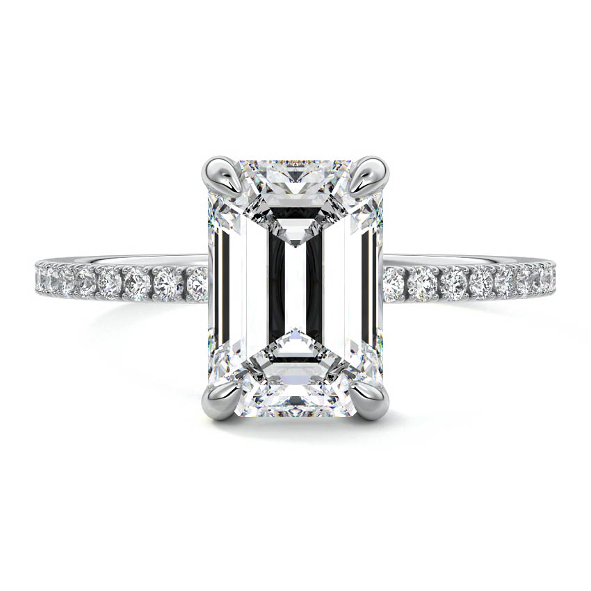 Aurelia - Emerald Cut Platinum Lab Grown Diamond Engagement Ring | Nura Lab
