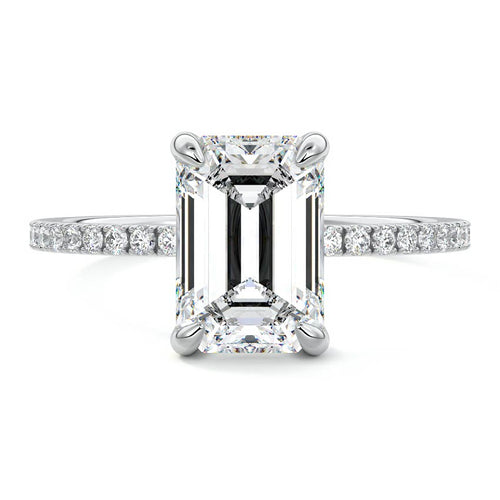Aurelia - Emerald Cut Platinum Lab Grown Diamond Engagement Ring | Nura Lab