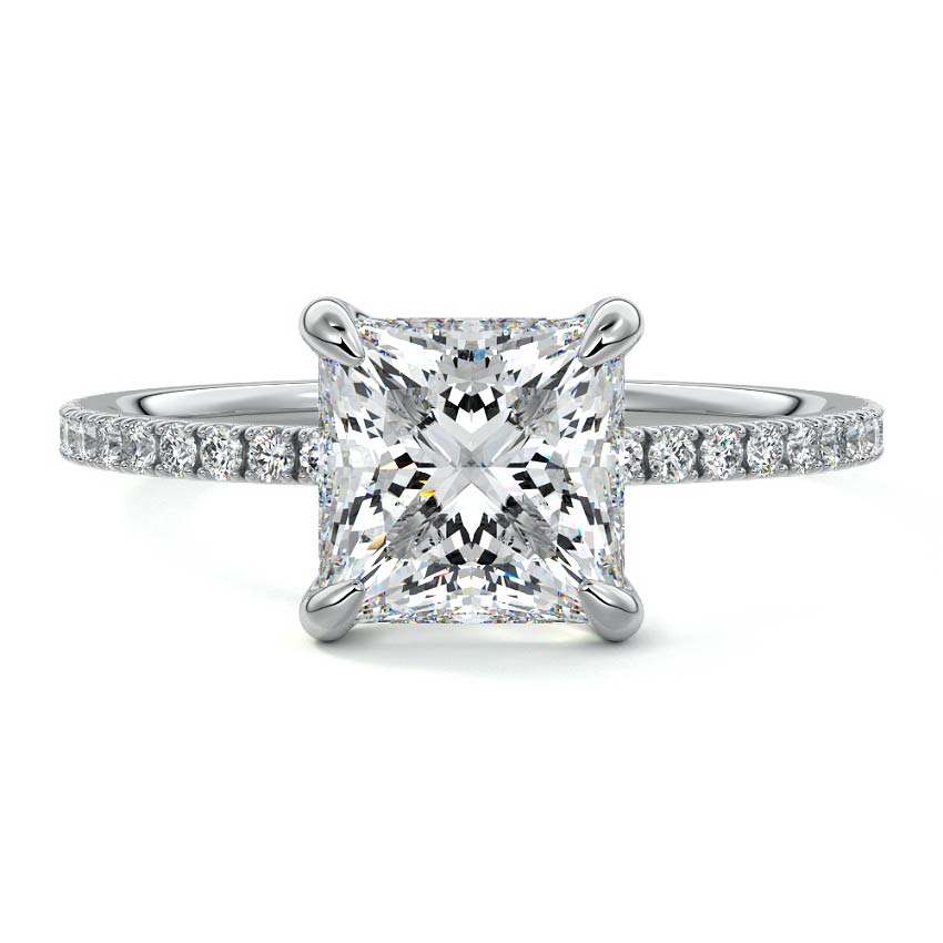 Aurelia princess pavé solitaire lab grown diamond engagement ring in platinum