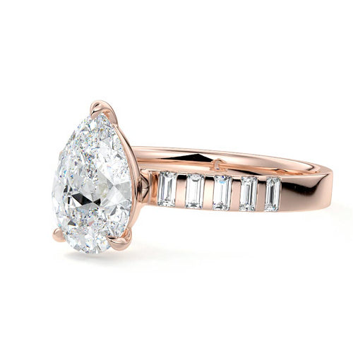 Alessia - Pear Rose Gold Lab Grown Diamond Engagement Ring | Nura Lab