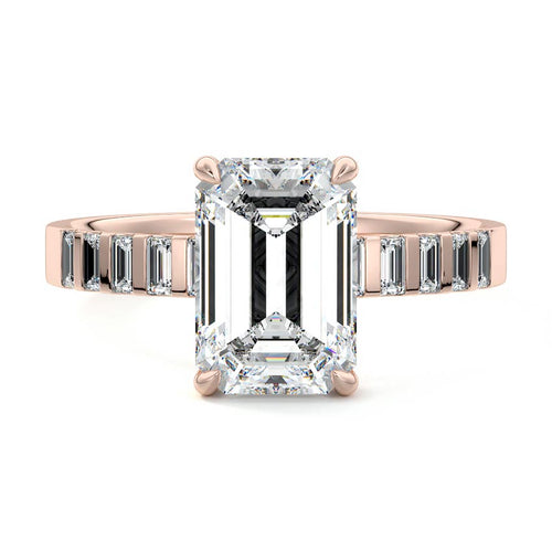 Alessia - Emerald Cut Rose Gold Lab Grown Diamond Engagement Ring | Nura Lab