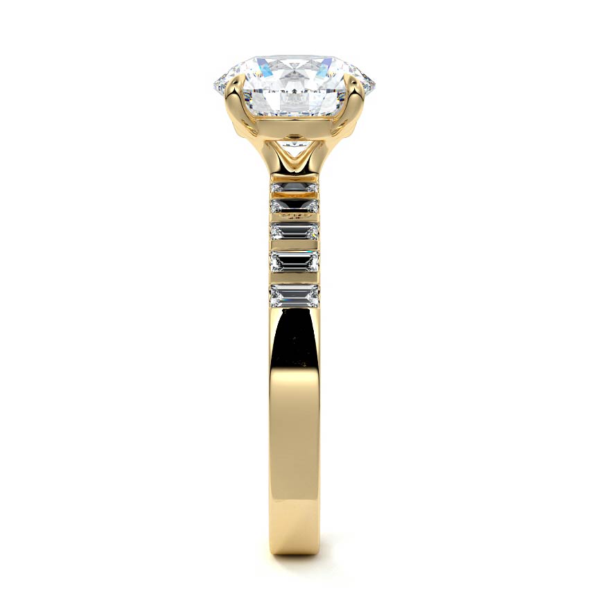 Alessia - Round Yellow Gold Engagement Ring Side View | Nura Lab