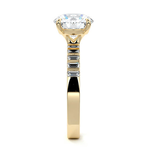 Alessia - Round Yellow Gold Engagement Ring Side View | Nura Lab