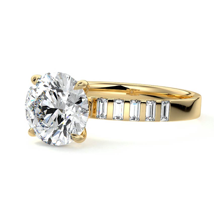 Alessia - Round Yellow Gold Engagement Ring Detail View | Nura Lab