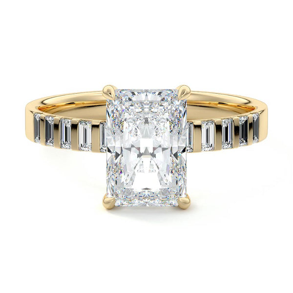 Alessia - Radiant Baguette Side Stone Lab Grown Diamond Engagement Ring