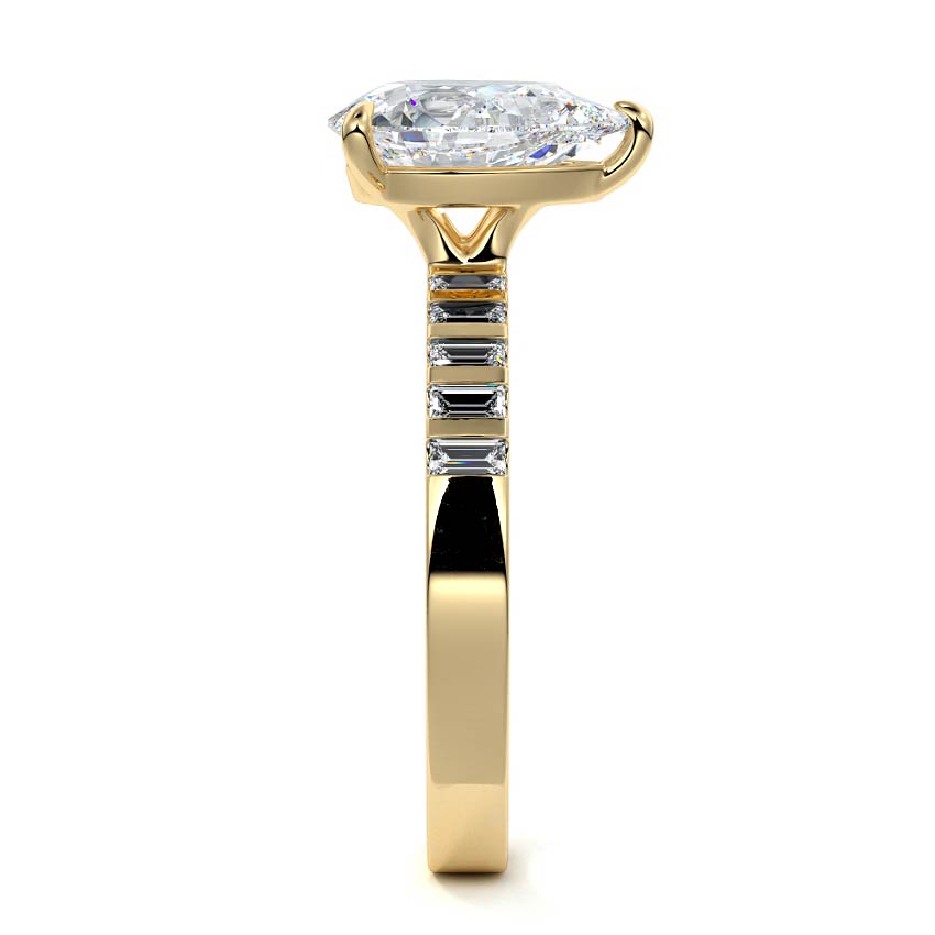 Alessia - Pear Yellow Gold Engagement Ring Side View | Nura Lab