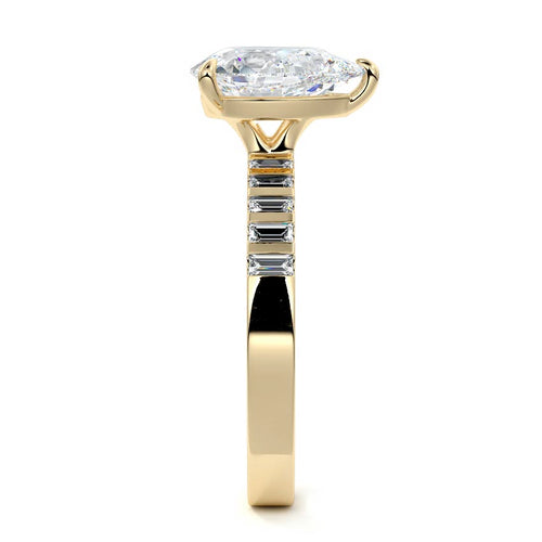 Alessia - Pear Yellow Gold Engagement Ring Side View | Nura Lab