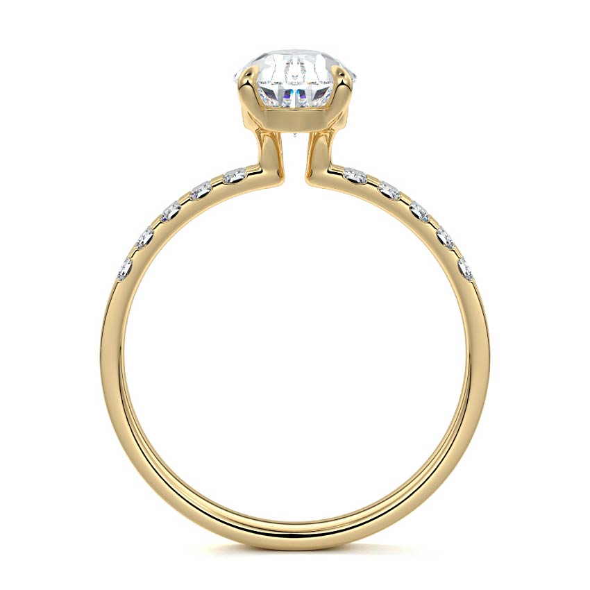 Alessia - Pear Yellow Gold Engagement Ring Profile View | Nura Lab