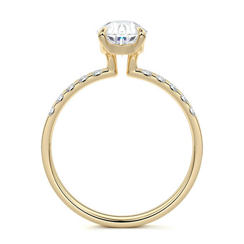 Alessia - Pear Yellow Gold Engagement Ring Profile View | Nura Lab