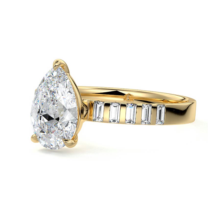 Alessia - Pear Yellow Gold Engagement Ring Detail View | Nura Lab
