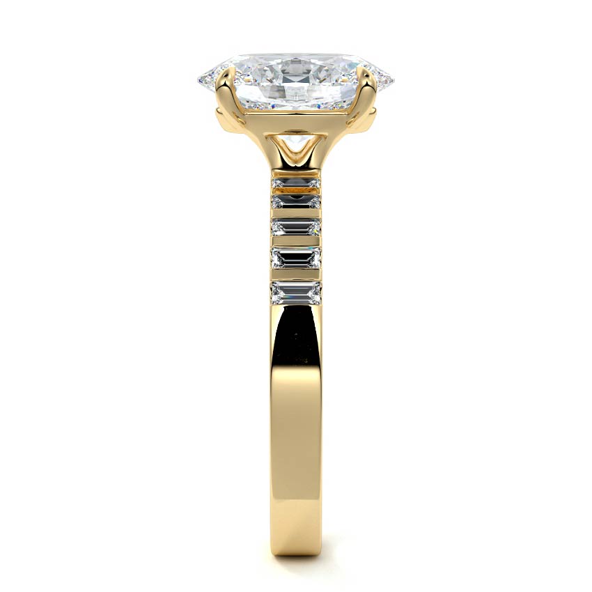 Alessia - Oval Yellow Gold Engagement Ring Side View | Nura Lab