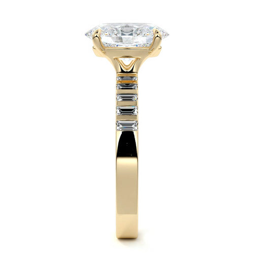 Alessia - Oval Yellow Gold Engagement Ring Side View | Nura Lab