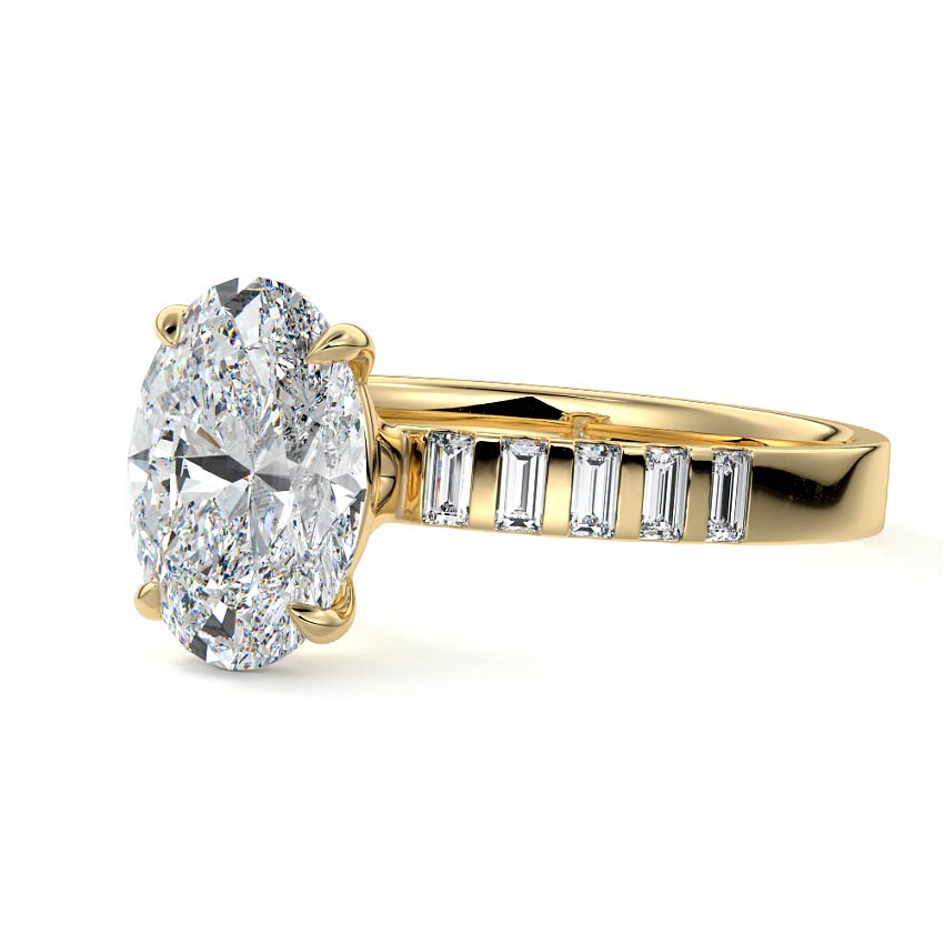 Alessia - Oval Yellow Gold Engagement Ring Detail View | Nura Lab