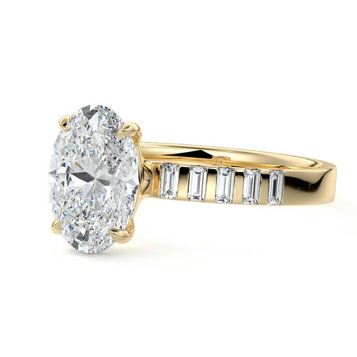 Alessia - Oval Yellow Gold Engagement Ring Detail View | Nura Lab