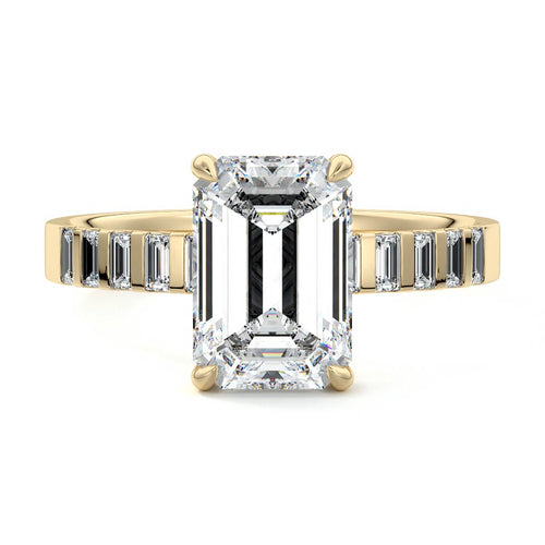 Alessia - Emerald Cut Yellow Gold Lab Grown Diamond Engagement Ring | Nura Lab