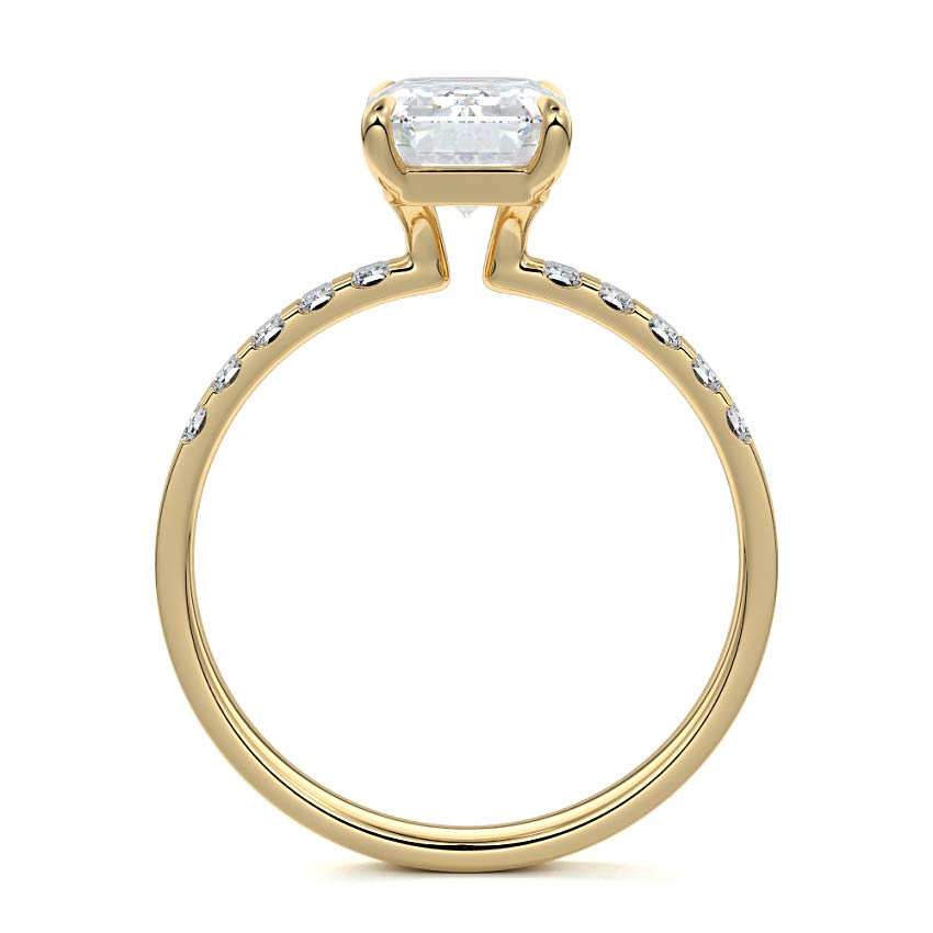 Alessia - Emerald Cut Yellow Gold Engagement Ring Profile View | Nura Lab