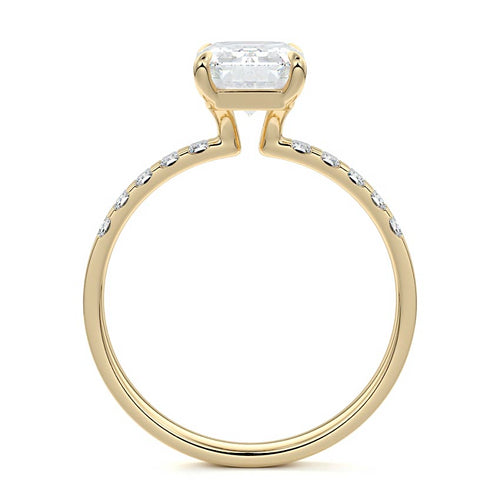 Alessia - Emerald Cut Yellow Gold Engagement Ring Profile View | Nura Lab
