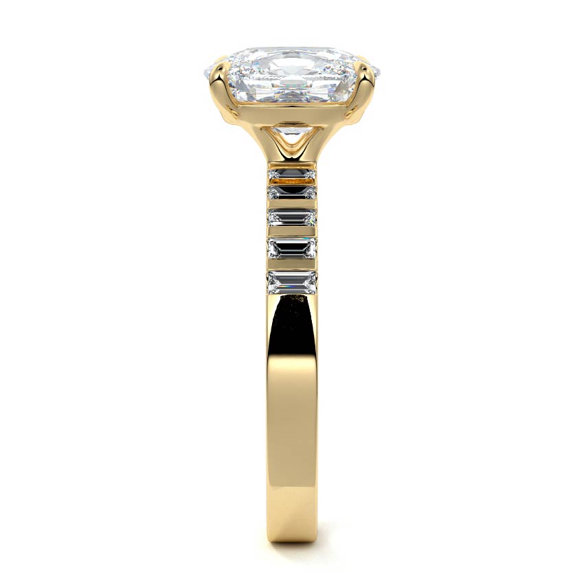 Alessia - Cushion Yellow Gold Engagement Ring Side View | Nura Lab