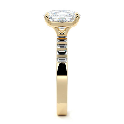 Alessia - Cushion Yellow Gold Engagement Ring Side View | Nura Lab