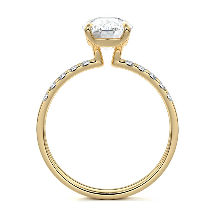 Alessia - Cushion Yellow Gold Engagement Ring Profile View | Nura Lab