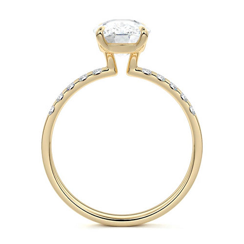 Alessia - Cushion Yellow Gold Engagement Ring Profile View | Nura Lab