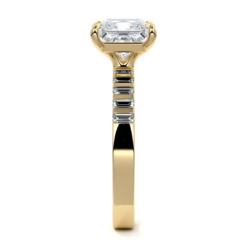 Alessia - Princess Yellow Gold Engagement Ring Side View | Nura Lab