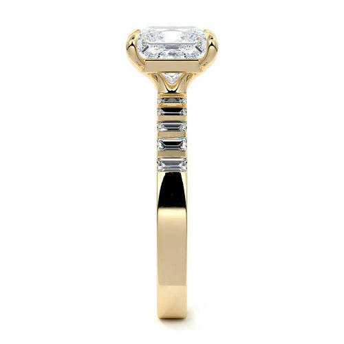 Alessia - Princess Yellow Gold Engagement Ring Side View | Nura Lab