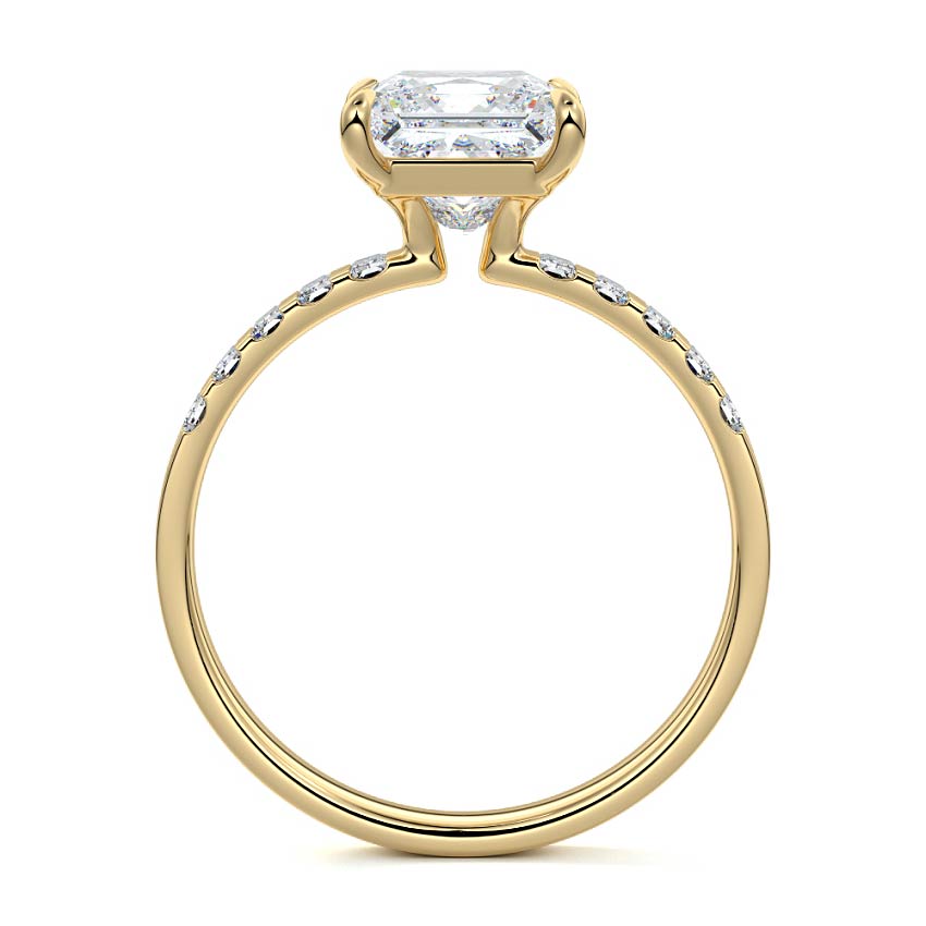 Alessia - Princess Yellow Gold Engagement Ring Profile View | Nura Lab