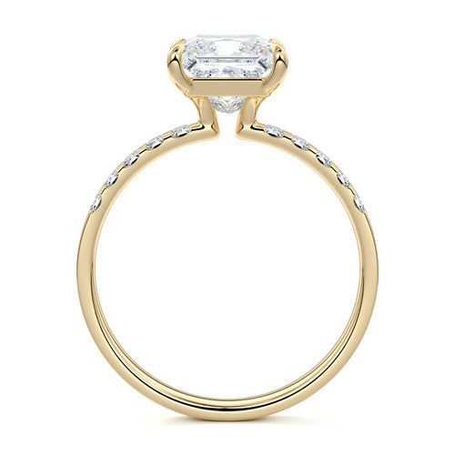Alessia - Princess Yellow Gold Engagement Ring Profile View | Nura Lab