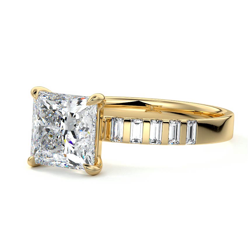 Alessia - Princess Yellow Gold Engagement Ring Detail View | Nura Lab