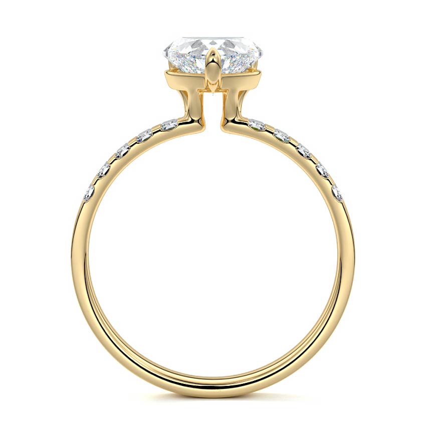 Alessia - Heart Yellow Gold Engagement Ring Profile View | Nura Lab