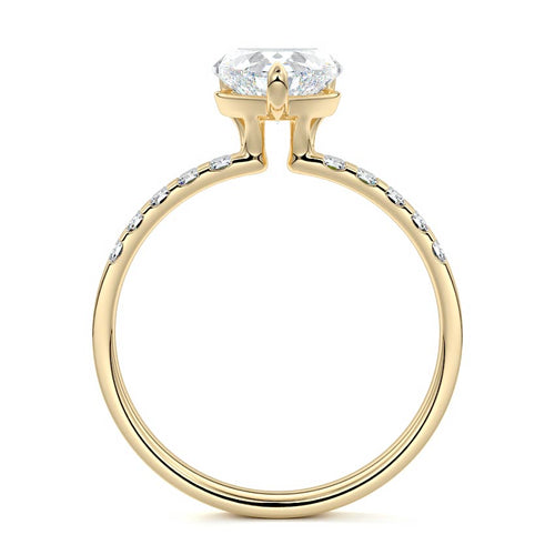 Alessia - Heart Yellow Gold Engagement Ring Profile View | Nura Lab