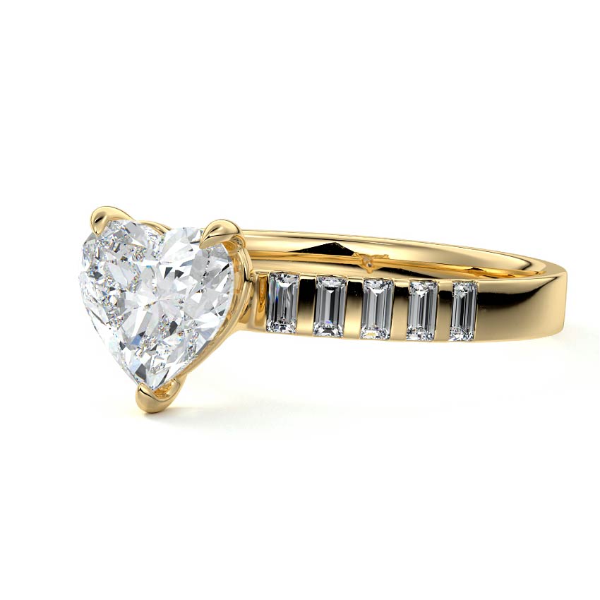 Alessia - Heart Yellow Gold Engagement Ring Detail View | Nura Lab