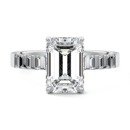 Alessia - Emerald Cut White Gold Lab Grown Diamond Engagement Ring | Nura Lab