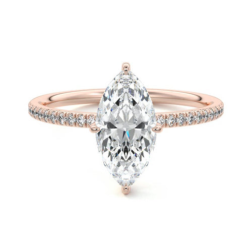 Kara - Marquise Rose Gold Lab Grown Diamond Engagement Ring | Nura Lab