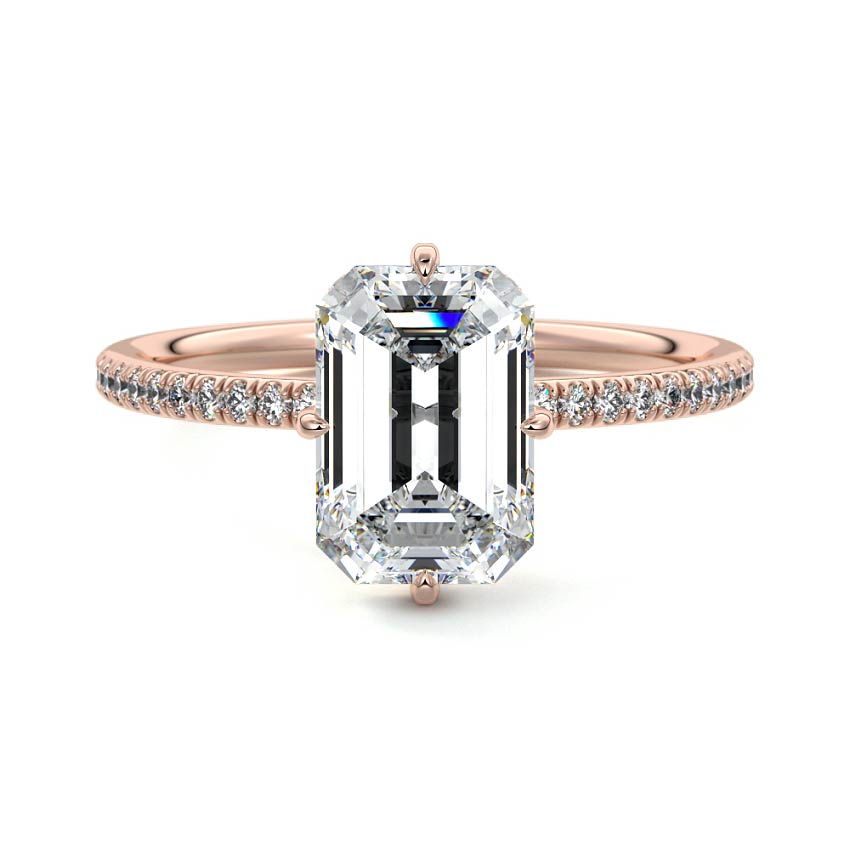 Kara - Emerald Cut Rose Gold Lab Grown Diamond Engagement Ring | Nura Lab