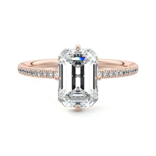 Kara - Emerald Cut Rose Gold Lab Grown Diamond Engagement Ring | Nura Lab