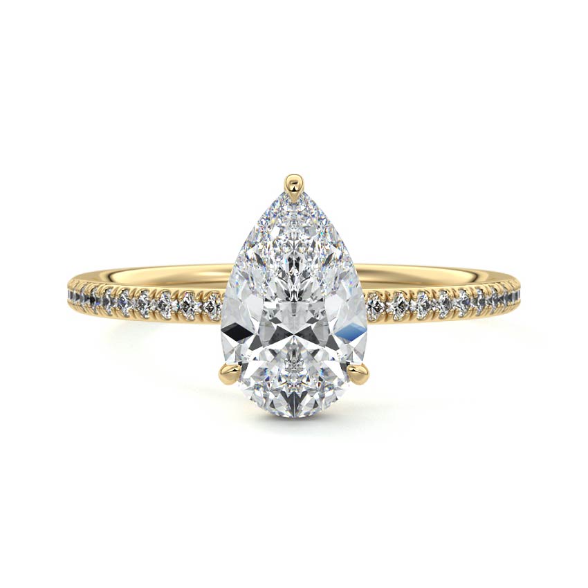 Kara - Pear Yellow Gold Lab Grown Diamond Engagement Ring | Nura Lab
