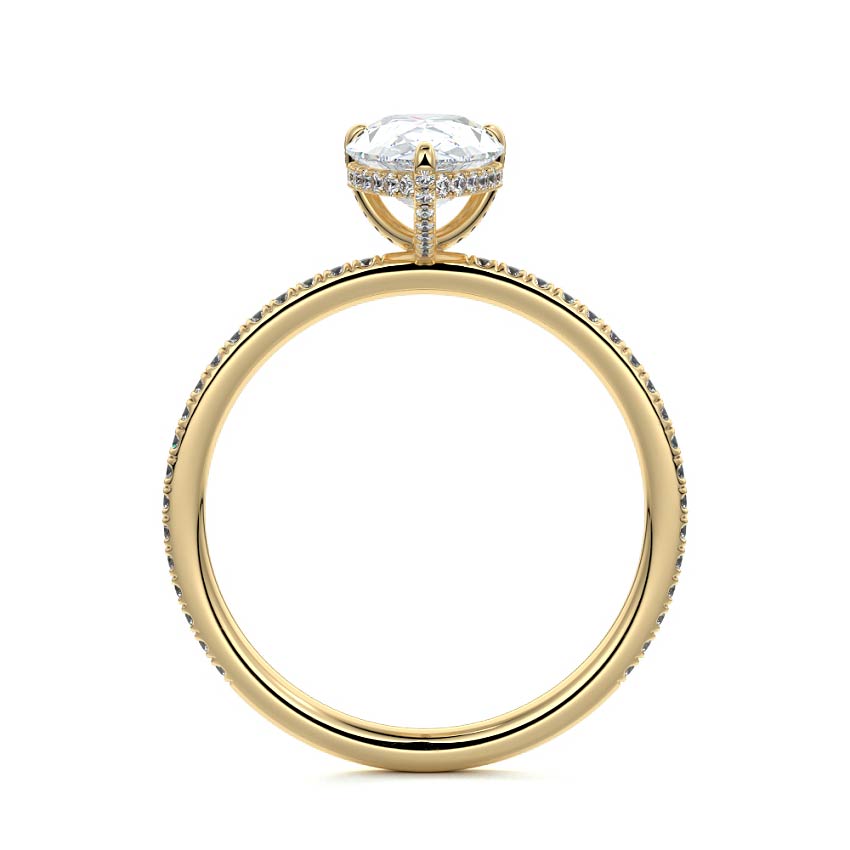 Kara - Pear Yellow Gold Engagement Ring Side View | Nura Lab