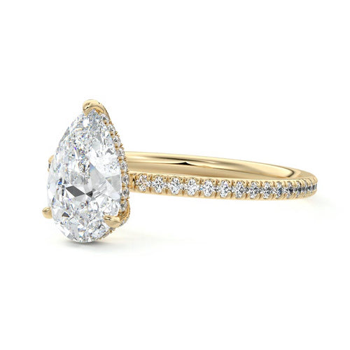 Kara - Pear Yellow Gold Engagement Ring Profile View | Nura Lab